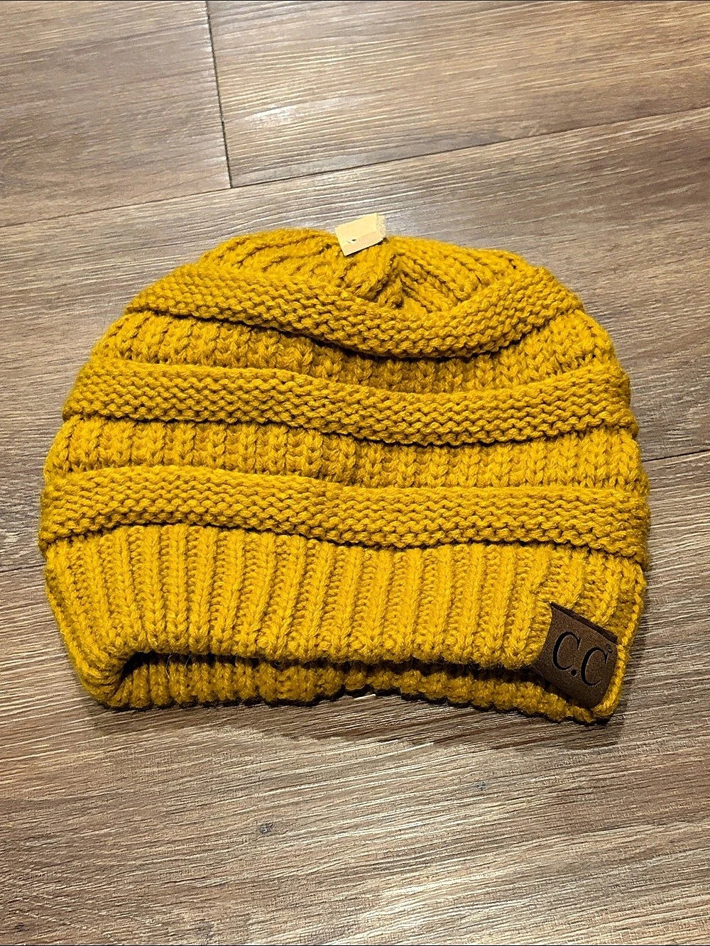 C.C Classic Cable Knit Beanie in Yellow